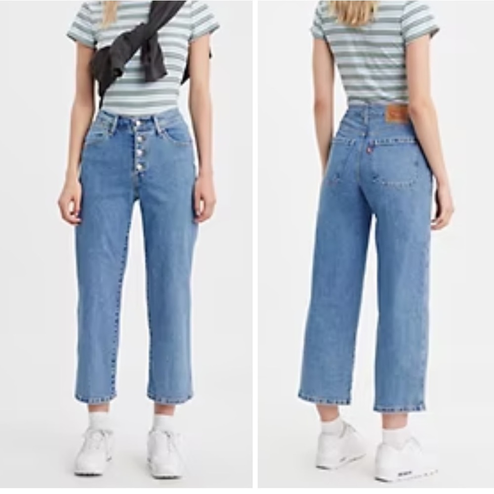 Levi’s mile high cropped wide leg button fly jeans size 32